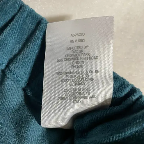 Denim & Co New Adaptive Wheelchair Fit Full Length Velveteen Pants Teal Size 10