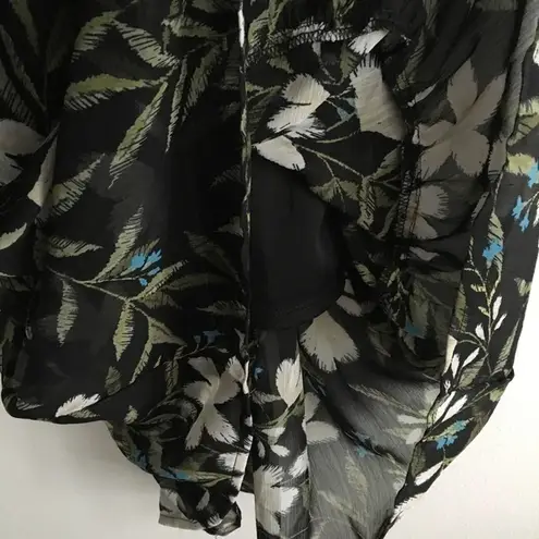 Bobeau Tropical Print Chiffon Midi Dress