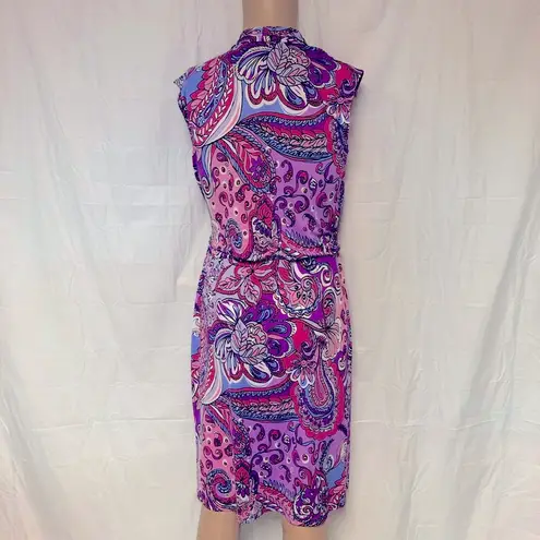 Karin Stevens Paisley Print Dress With Belt Size 10