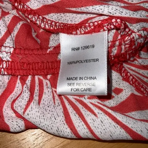 Allie Rose Red With Gray Tropical Foliage Dolman Short Sleeve Peplum Crop Top S