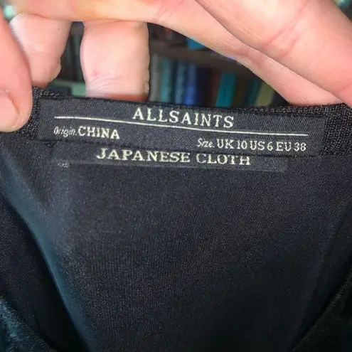 ALLSAINTS Japanese cloth black bodycon US6 black long sleeve mini dress