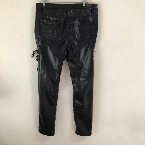 Unbranded black faux leather lace up Moto pants 36* Black Size undefined