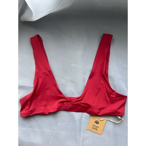 Free People NWT Toast Swim x  Signature Scoop Top in Rhubarb Red Medium