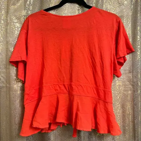 Free People  Knot For Me Hot Red Orange Bittersweet Tie Front Top Med NWT