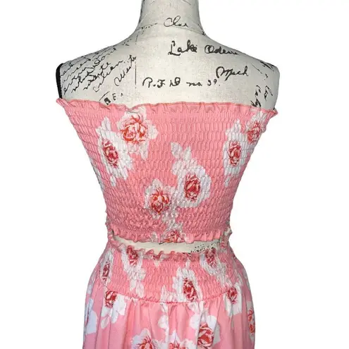 Angashion 2 piece floral crop top maxi dress small