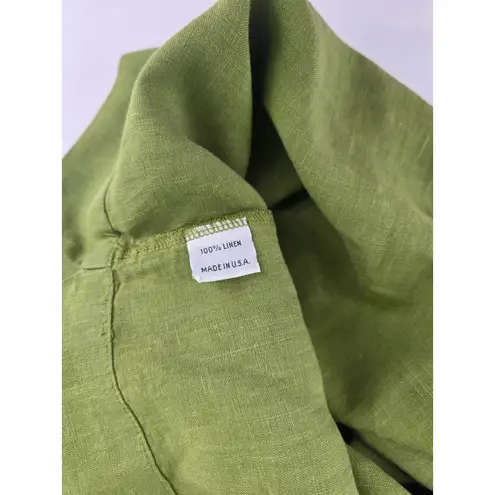 Bryn Walker Linen Set Tunic Top Pants Green Oversized Crop Wide Leg Pants Large