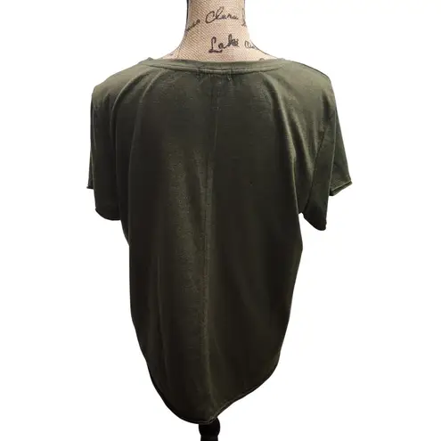 Democracy Olive Green Short Sleeve Crew Neck T-Shirt Womens Large