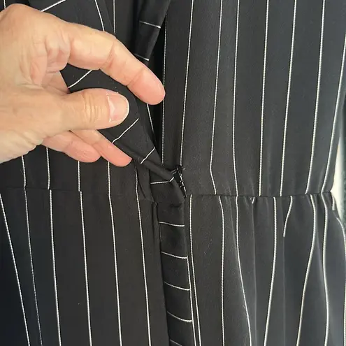 Chetta B Vintage Sherrie Bloom Menswear Pinstripe Dress Collared Wrap Midi Boss