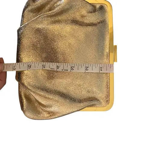 J.Crew  Gold Leather Clutch Glam Handbag Evening bag Holiday Purse Christmas NYE