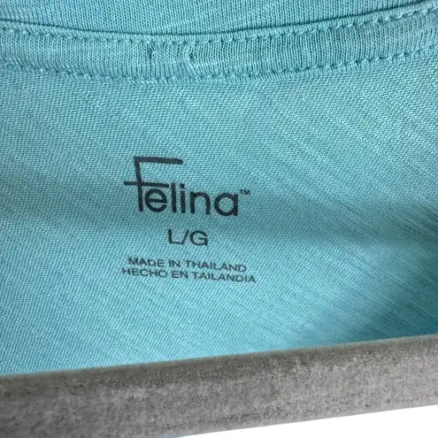 Felina Blue Short Sleeve Lightweight V-Neck Cotton Modal T-Shirt Size L