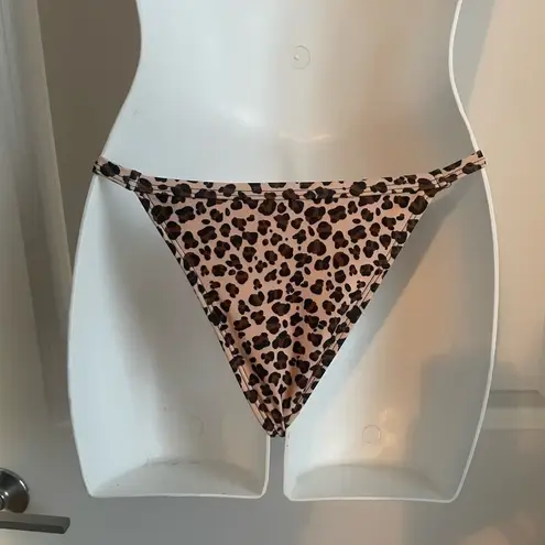 Y2K Leopard Print Bikini Bottom Brown Black Medium