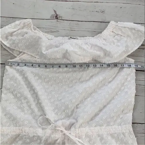 Madewell  White Off the Shoulder Swiss Dot Shorts Romper Size Small