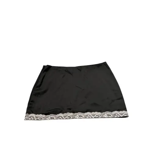 Edikted Women's Size MEDIUM Freya Black Satin Lace Trim Mini Skirt