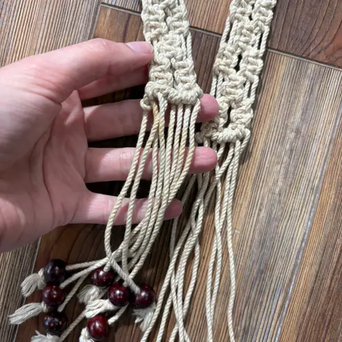 Vintage 70s Macrame Beaded Belt Size M