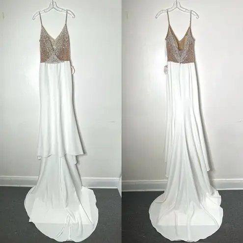 Wtoo by Watters Suzu 11821 Sheer Bodice Spaghetti Straps Wedding Dress, Size 12 White