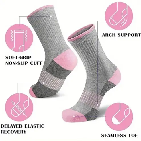 Colorful Athletic Women's Socks 5 PACK Crew Mid Calf High Quality NEW Purple