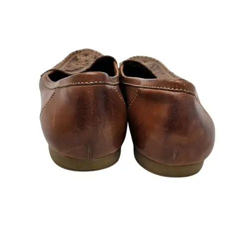 Thom McAn Floral Print Leather Slip On Loafers Shoes Round Toe Red Size 8.5