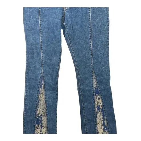 Rare Vintage Younique Y2K Embellished Velvet Flare Jeans | Low Rise | Size 13 Blue