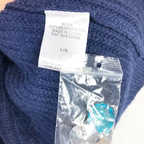 Cami NYC NWOT Elizabeth Sweater Large Blue Merino Wool Cold Shoulder Cardigan