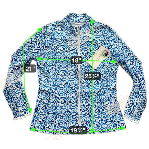 NWT Ladies GOTTEX Santorini Blue Golf Tennis Long Sleeve Jacket M Full Zip Mesh Size M