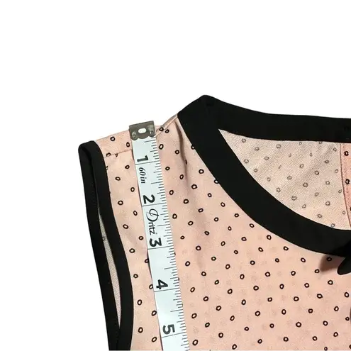 Elle Sleeveless Pink Black Bow Neck Polka Dot Girly Chic Tank Top Size XL