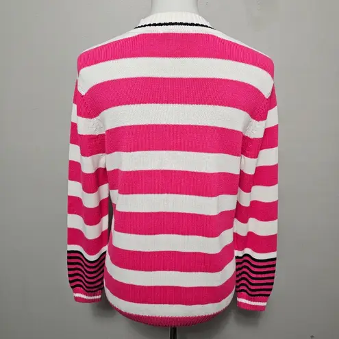 appleseed's Fuchsia & Navy Nautical Stripe Mockneck Sweater Size LP