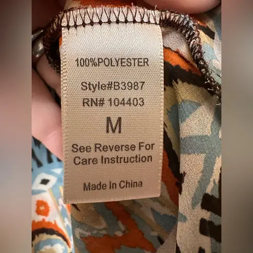 Blu Pepper  Women's Sheer Blouse Long Sleeve Boho Style Multicolored Size M