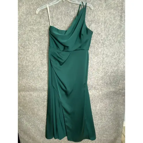Azazie One Shoulder Emerald Green Formal Gown Bridesmaid Dress Size C