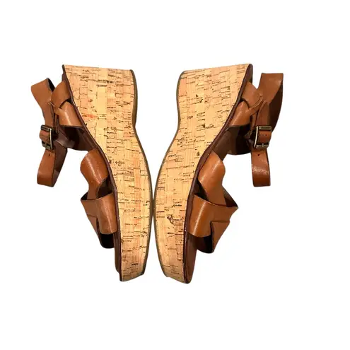 Kork-Ease MYRNA PLATFORM BROWN TAN LEATHER SANDAL 7 38