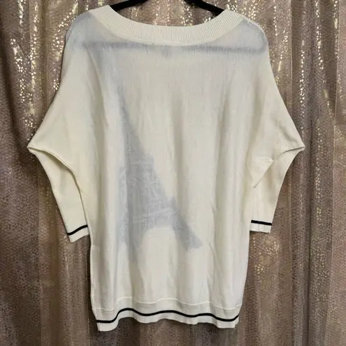 Catherine Malandrino for Design Nation Eiffel Tower Ivory Scoop Neck Sweater Lar