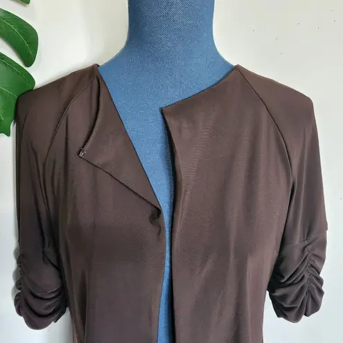 Perceptions Chocolate Brown Ruched Sleeve Dress Jacket