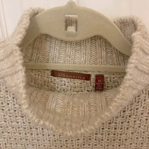 525 America Chunky Mockneck Cable Knit Sweater in Beige