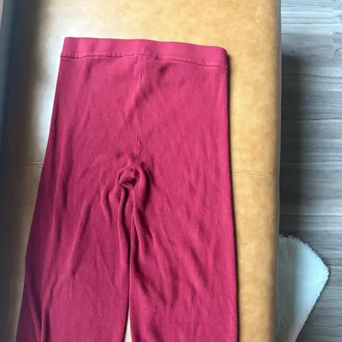 House of Harlow 1960 Ribbed Wide Leg Lounge Pants Burgundy Knit M Red Size M