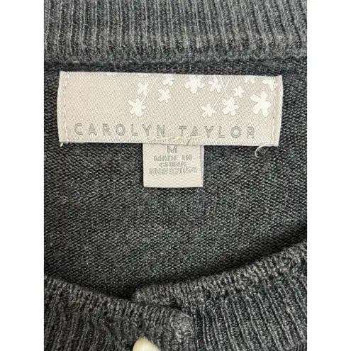 Carolyn Taylor Gray Pearl Button Front Cardigan Size Medium Preppy Classic