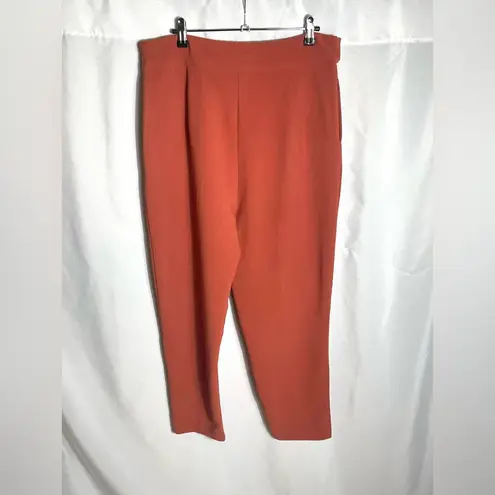 Free Press Rust Tie Waist Tapered Pants Size L Textured Crepe