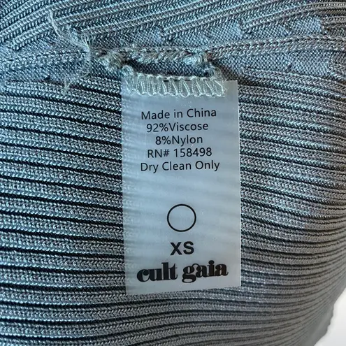 Cult Gaia Zenda front-knot knit mini dress in steel blue size XS extra small