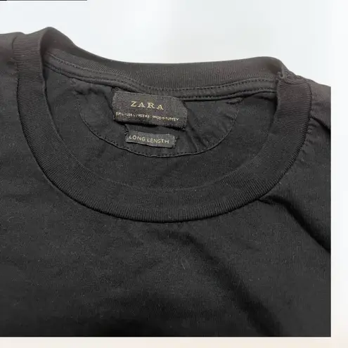 ZARA Women's Minimalist  long length black soft basic tee short sleeve size L - Image 3