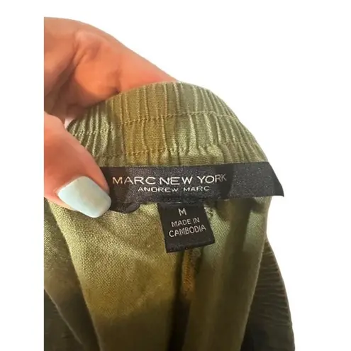 Andrew Marc New York Olive Dressy Linen Blend Cuffed Shorts Women Sz M