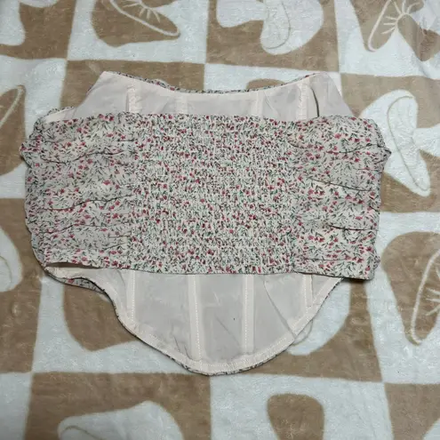 Miss Lola NWT | Floral Corset Top Smocked Beige Floral | Women's S