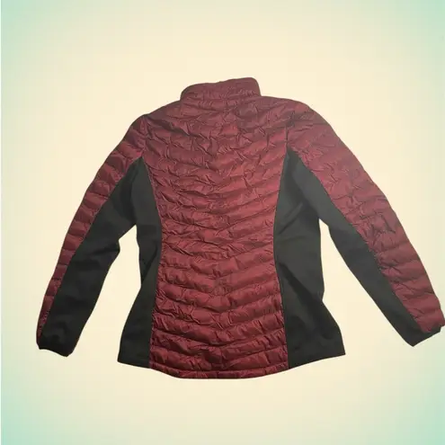 Warm Quilted Puffer Jacket Burgundy Black 32° Heat Women’s Medium Red