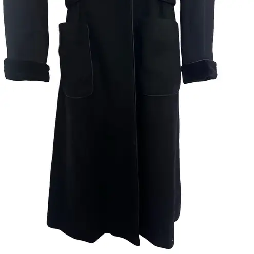 Vintage Fleurette black wool long coat velvet collar and handcuff Size 6