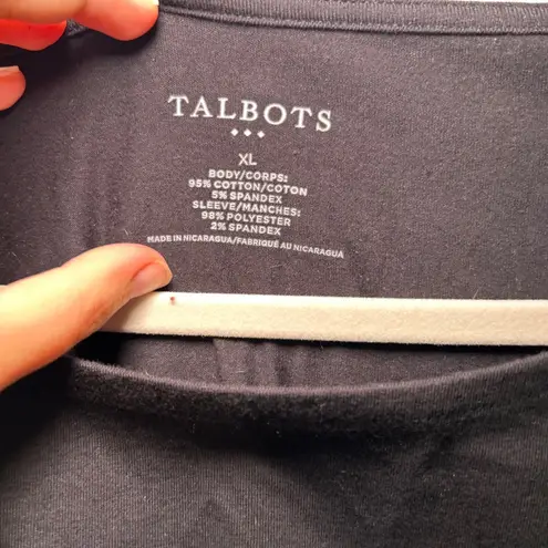 Talbots  Black Long Sleeve Top Women's XL Lace Gothic Dark Minimal Career Office