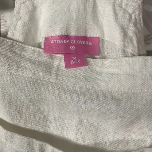 Stoney Clover Lane x Target Linen Blend Overalls Women's M White Pockets - Image 13