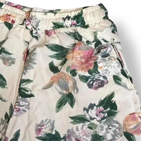 Tach Clothing Floral Linen Cotton Shorts Medium Pull On Elastic Waist Ethereal Pink
