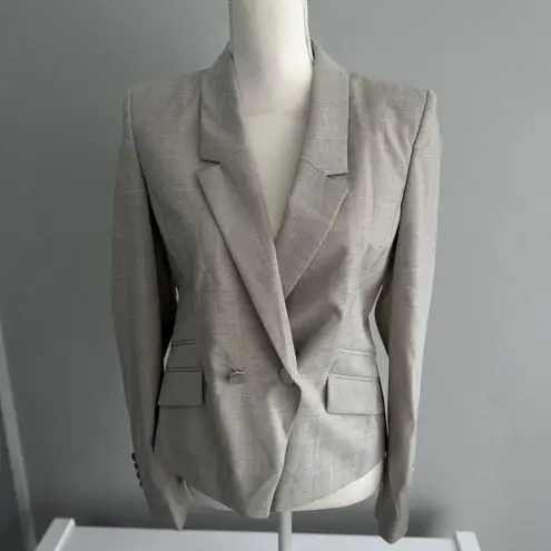 Hugo Boss Jarinary Wool Double Breasted Gray Blue Glenplaid Tailored Blazer Size