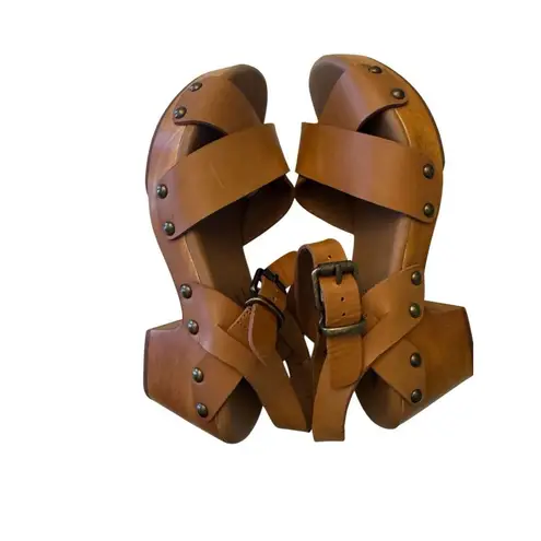 Patricia Nash Gigi Studded Platform Wedge Sandals in Caramel Size 6