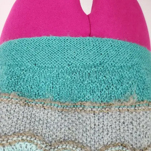 None Open Knit Sleeveless Sweater Crop Top Teal Cream Beige Short Sleeve Top