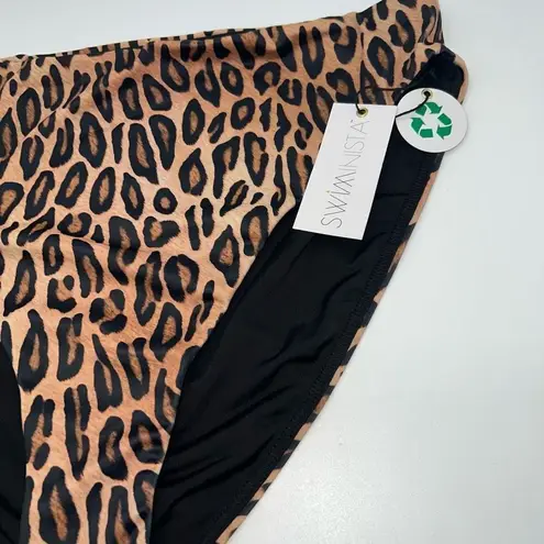 Swiminista Fabulous High Waist Bikini Bottom In Leopard Size XL