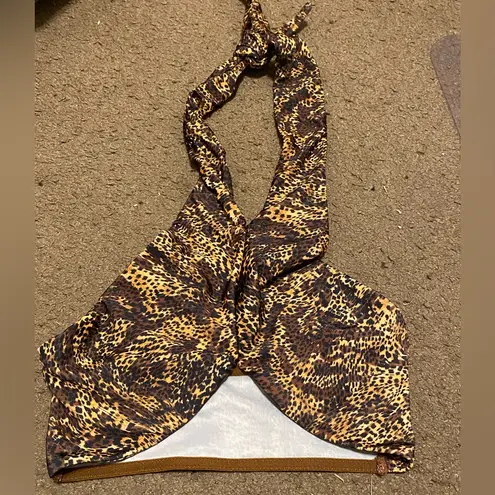 Out From Under Womens  Cheetah Print‎ Brown Gold Bikini Swim Top Size Small