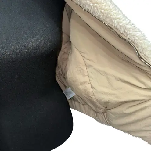 Ba&sh Eva Bomber Jacket Women's Size 1 (Small) Beige Faux Shearling Pockets